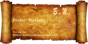 Bodor Mátyás névjegykártya