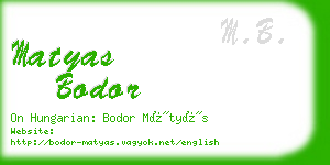 matyas bodor business card